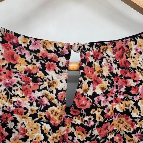 Mikarose‎ Whimsigoth Cottagecore Maxi Dress Womens Medium Black Floral Print NEW - Picture 8 of 12